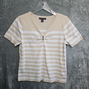 Designers Original Women's Lg  cotton nylon Beige White Top  Stripe